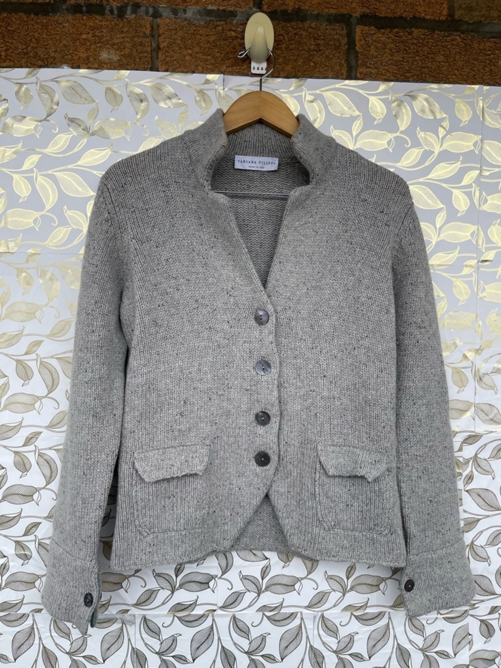 Fabiana Filippi Italy Cashmere Silk Wool Cardigan Gray XXL (Fits Small/L)